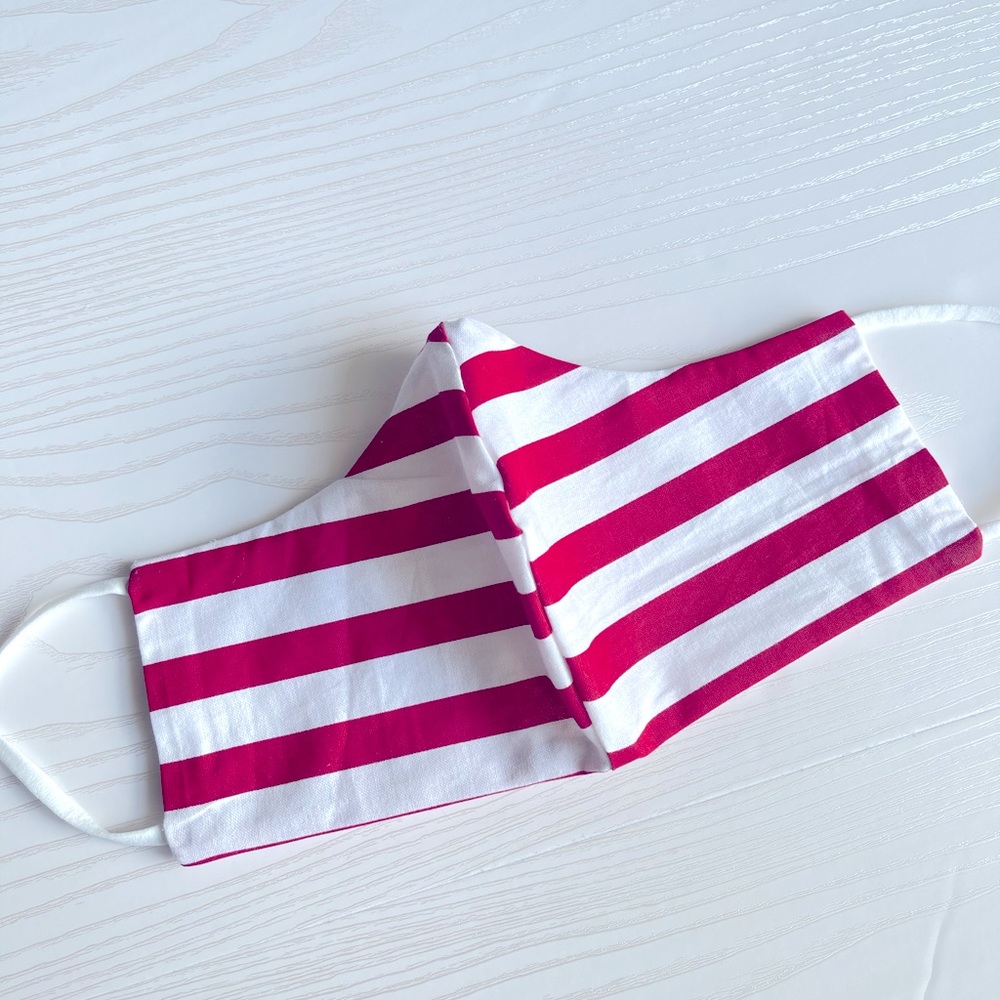 Red & White Striped Masks with Adjustable Straps, Spring, Summer, Stripes